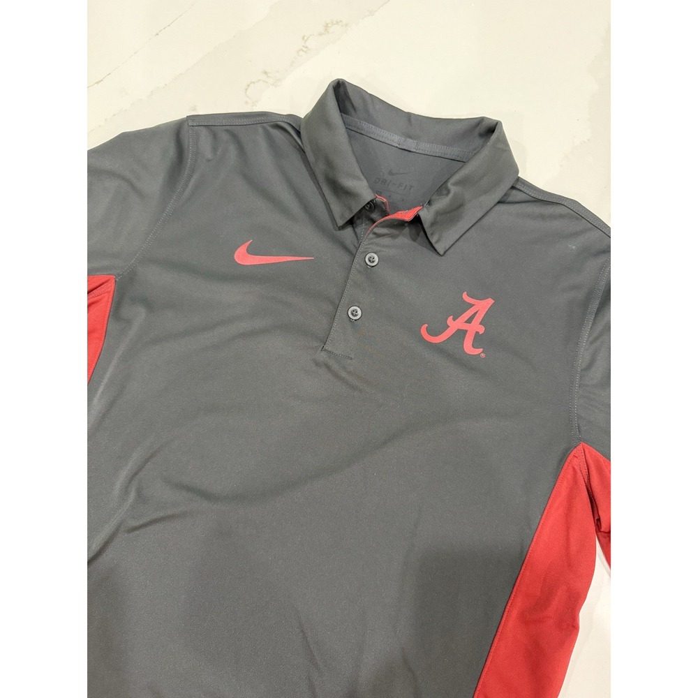 Nike Dri-Fit‎ Performance Polo Shirt Mens Medium Alabama Crimson Tide Chest Logo